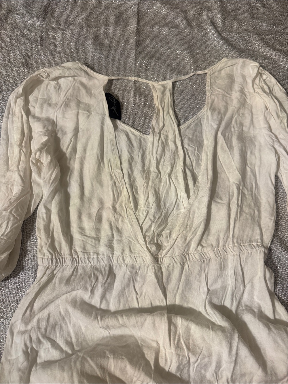 White V-Neck Women’s Dress with cut out Back - Picture 3 of 3